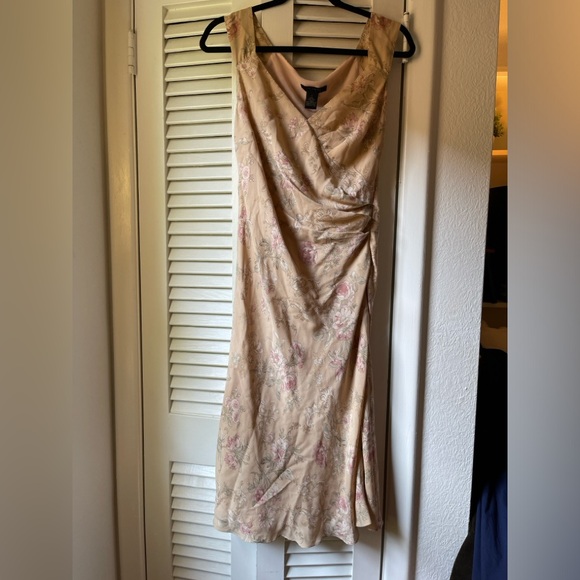 Vintage Blush-Pink Floral Midi (Size 6) - Picture 1 of 4